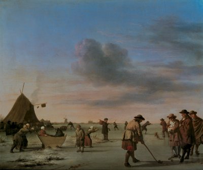 Haarlem yakınlarındaki Buzda Golfçüler, 1668 (panel) by Adriaen van de Velde