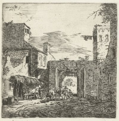 Şehir kapısındaki han, 1653 by Adriaen van de Velde