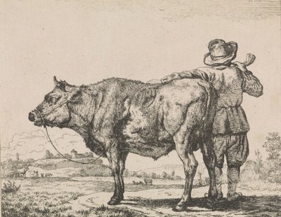 Boğa ile duran adam by Adriaen van de Velde