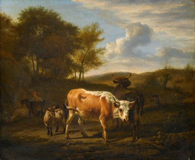 İnekler ile Dağlık Manzara by Adriaen van de Velde