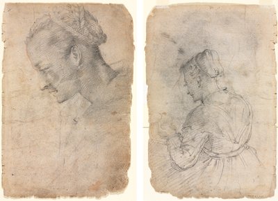 Bir Kadın Kafasının Profili (rekto) Bir Mutfak Hizmetçisi (verso) by Adriaen van de Velde