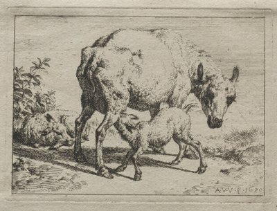 Koyun ve İki Kuzu, 1670. by Adriaen van de Velde
