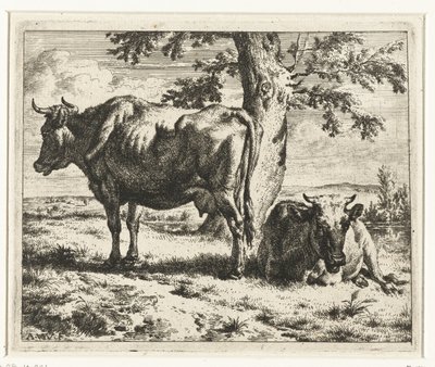 Bir ağacın altında iki inek İnekler ve Koyunlar (dizi adı) by Adriaen van de Velde