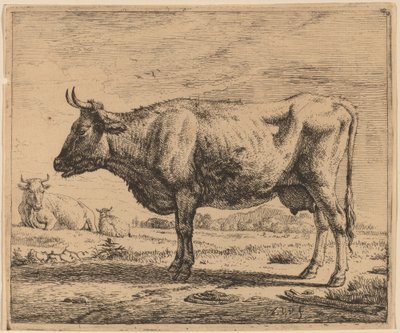 İki İnek ve Bir Koyun by Adriaen van de Velde
