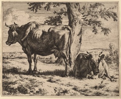 Bir Ağacın Altında İki İnek by Adriaen van de Velde
