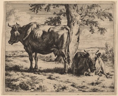 Bir Ağacın Altında İki İnek by Adriaen van de Velde