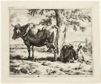 Bir Ağacın Altında İki İnek by Adriaen van de Velde