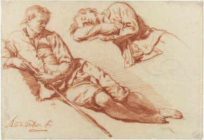 Dinlenen Bir Çobanın İki Çalışması Yatan Bir Çobanın İki Çalışması by Adriaen van de Velde