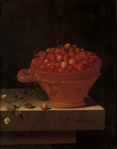 Taş Kaide Üzerinde Bir Kase Çilek, 1696 by Adrian Coorte