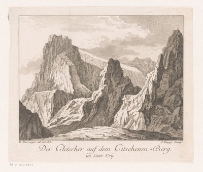 Alplerde bir buzulun görünümü Der Gletscher auf dem Gitschenen-Berg (nesne üzerindeki başlık) by Adrian Zingg