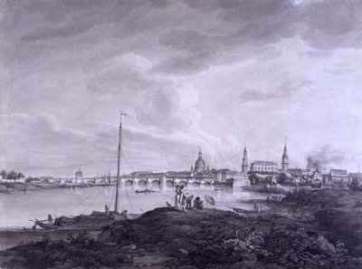 Dresden görünümü, c.1788 (kağıt üzerinde grafit üzerine mürekkep ve yıkama) by Adrian Zingg