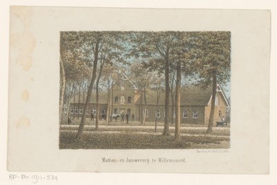 Willemsoord'daki hasır ve jüt dokuma fabrikasının görünümü Mat ve Willemsoord'daki jüt dokuma fabrikası (nesne üzerindeki başlık) by Adrianus Hidde Heremiet Voorhorst (possibly)