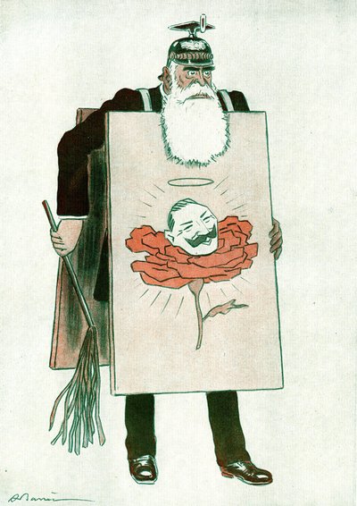 Yunanistan Başbakanı Stephanos Skouloudis'in (1836-1928) karikatürü Adrien Barrere'nin (1874-1931) Fantasio'daki çizimi 01/10/1916 by Adrien Barrere