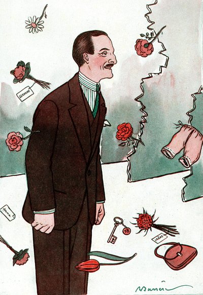 Fransız komedyen Victor Boucher'ı (1877-1942) tasvir eden karikatür - Fantasio'dan Adrien Barrere (1877-1931) tarafından çizim by Adrien Barrere