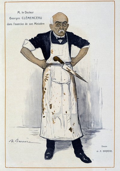 Kasap olarak Clémenceau - Barrère tarafından, 01/10/1906 tarihli “” Fantasio””da by Adrien Barrere