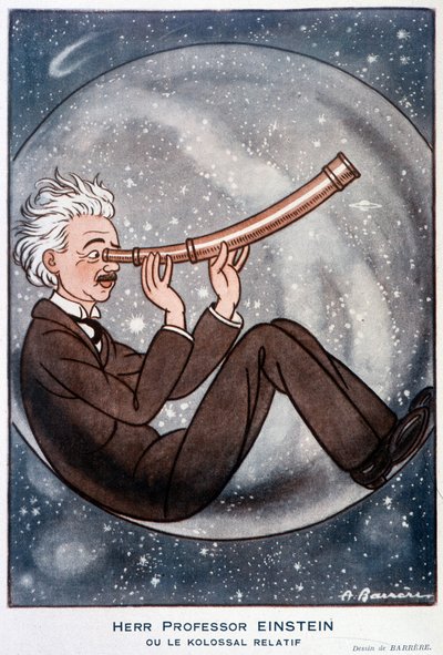 Herr profesör Einstein veya akrabası Kolossal - Adrien Barrere (1877-1931) tarafından 01/03/1931 tarihli “” Fantasio”””daki çizim by Adrien Barrere