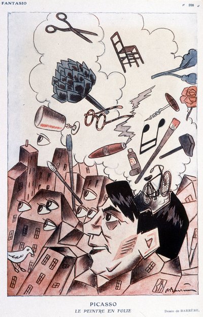 Barrère tarafından Pablo Picasso üzerine mizahi çizim - “” Fantasio””da, 15/11/1928. by Adrien Barrere