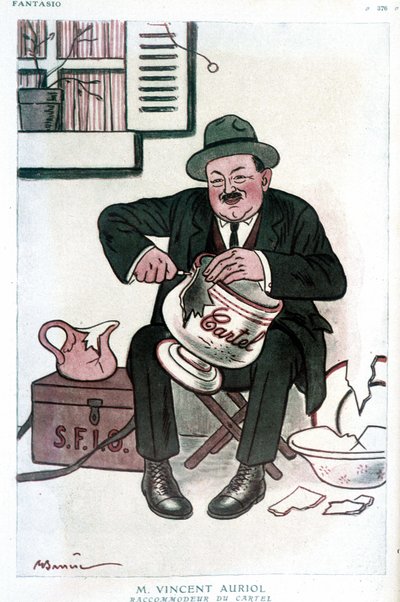 Bay Vincent Auriol, Cartel Raccommodeur: Vincent Auriol (1884-1938), SFIO (S.F.I.O) ve Cartel des gauche üzerine mizahi çizim. A. Barrere