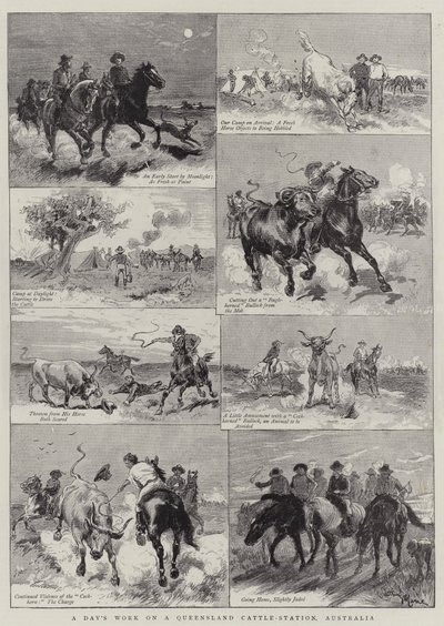 Queensland Sığır İstasyonunda Bir Günlük Çalışma, Avustralya by Adrien Emmanuel Marie