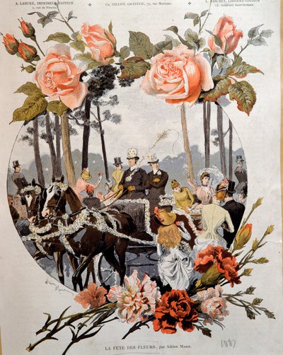 Adrien Marie (1848-1891) tarafından Çiçek Festivali Çizimi 19. yüzyıl Paris, Dekoratif Sanatlar by Adrien Emmanuel Marie