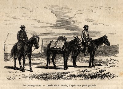 Amerikan jeolojik misyonunun fotoğrafçıları, at sırtında, yeni bir aşamaya hazır, özenle paketlenmiş malzeme, A.Marie