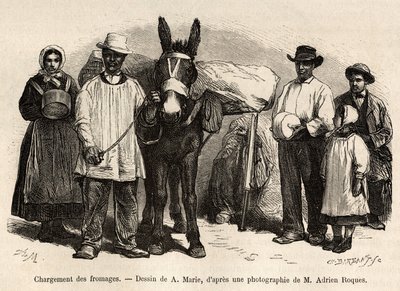 Peynirlerin bir katırın sırtına, Roquefort mahzenlerine yüklenmesi, A.Marie