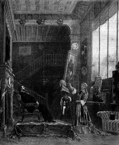 Tiyatro gösterimi: Alphonse Daudet (1840-1897) ve Pierre Elzear, Blanche Pierson (1842-1919) (Felicia Ruys) ve Adolphe Dupuis (1824-1891) (Jansoulet) tarafından “Le nabab”. Paris, Tiyatro du Vaudeville by Adrien Emmanuel Marie