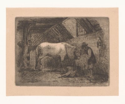 Bir ahırda at by Adrien Joseph Verhoeven Ball