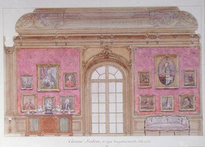 Jacques Doucet Apartmanındaki Büyük Salon (kağıt üzerine sulu boya) by Adrien Karbowsky