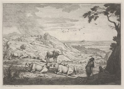 İneklerle Peyzaj by Adrien Manglard