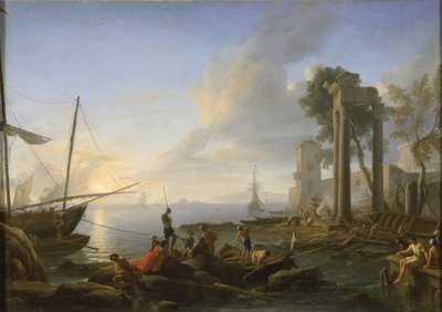 Gün batımında marina, 1726 by Adrien Manglard