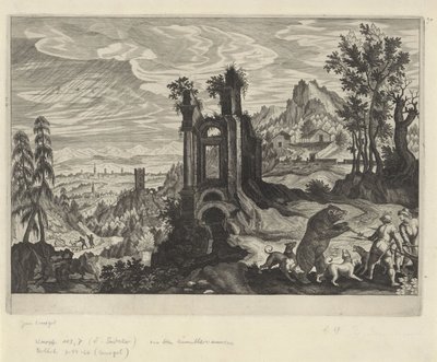 Ayı avı ile manzara by Aegidius Sadeler (II) (rejected attribution)