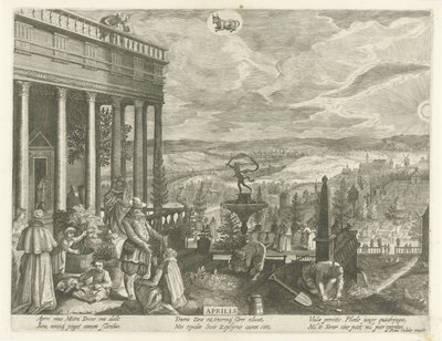 Nisan Aprilis (nesne üzerindeki başlık) On İki Ay (dizi adı) by Egidius  Sadeler (II)
