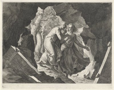 Dante ve Virgil cehenneme bir kapıdan girerler. by Egidius  Sadeler (II)