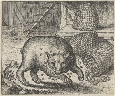 Ayı ve Arılar Masalı by Egidius  Sadeler (II)