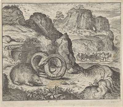 Kirpi ve Yılan Masalı by Egidius  Sadeler (II)