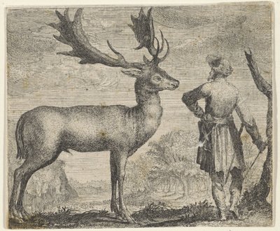 Geyik ve Adam Masalı by Egidius  Sadeler (II)