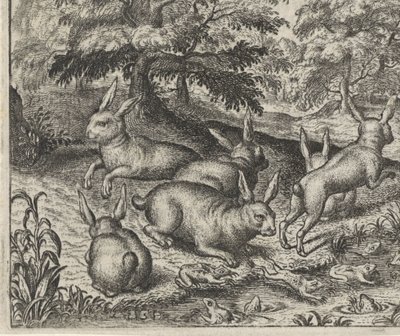 Tavşanlar ve Kurbağalar Masalı by Egidius  Sadeler (II)