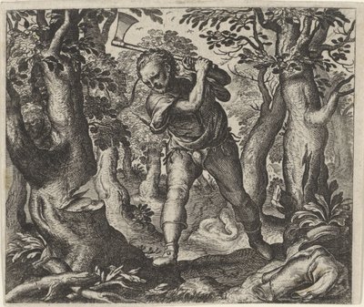 Oduncu ve Orman Masalı by Egidius  Sadeler (II)