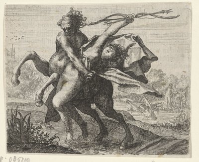 Bir kadının bir centaur tarafından kaçırılması masalı by Egidius  Sadeler (II)