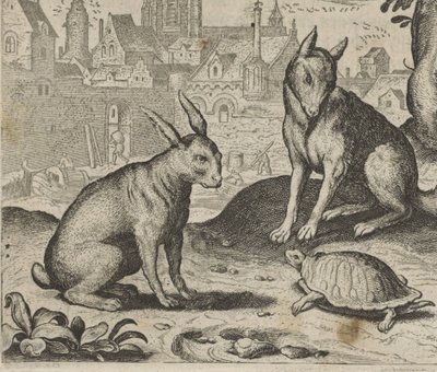 Kaplumbağa ve Tavşan Masalı by Egidius  Sadeler (II)