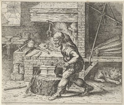 Demirci ve Köpek Masalı by Egidius  Sadeler (II)