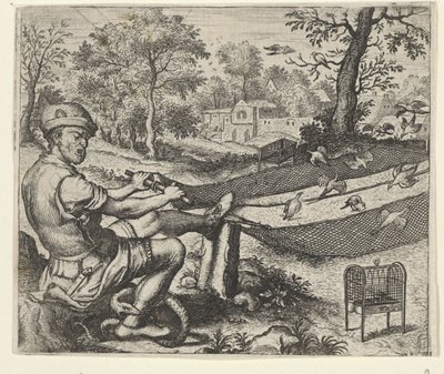 Birdcatcher ve Yılan Masalı by Egidius  Sadeler (II)