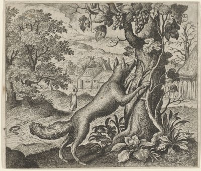 Tilki ve Üzüm Masalı by Egidius  Sadeler (II)