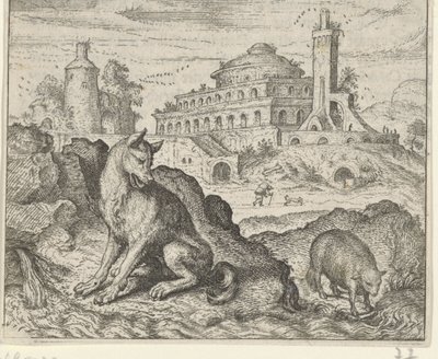 Kurt ve Kuzu Masalı by Egidius  Sadeler (II)