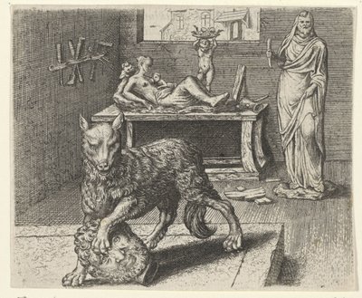 Kurt ve Heykel Masalı by Egidius  Sadeler (II)