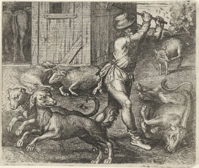 Bir Çiftçinin ve Köpeklerinin Masalı by Egidius  Sadeler (II)