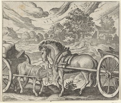 huysuz at ve eşek masalı by Egidius  Sadeler (II)