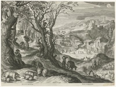 Kasım ve Aralık Altı İtalyan manzarasında on iki ay (dizi başlığı) by Egidius  Sadeler (II)