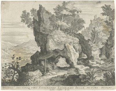 Aziz Jerome ile kaya manzara by Egidius  Sadeler (II)